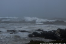 The same beach, Canoe Beach, during Hurricane Sandy. The waves are near 10 feet high in this photo