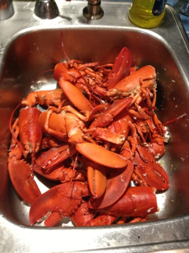 cooked lobster parts