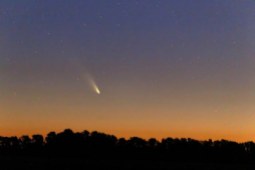 In case you were wondering, this is Comet Pan-Starrs. Thanks to Boston light pollution, it was not visible to the naked eye in Framingham. http://www.space.com/20056-comet-panstarrs-march-night-sky.html