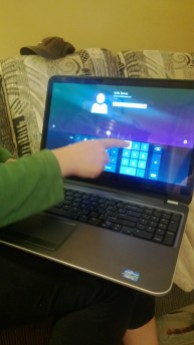My new shiny Dell! Did I mention it was touch screen! Hello 21st century!