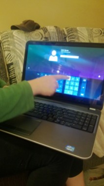 My new shiny Dell! Did I mention it was touch screen! Hello 21st century!