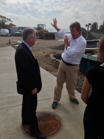 Geoff explaining our awesome new seawater system amidst the construction of the new and improved pumphouse.